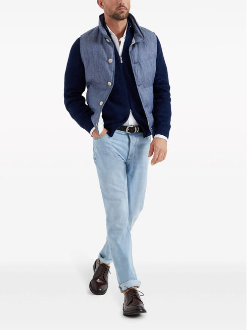zip-up cotton cardigan